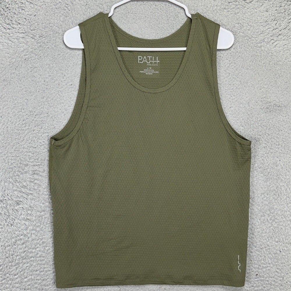 Path Projects Tank Top Shirt Mens Large Olive Green Sleeveless Stretch Athletic
